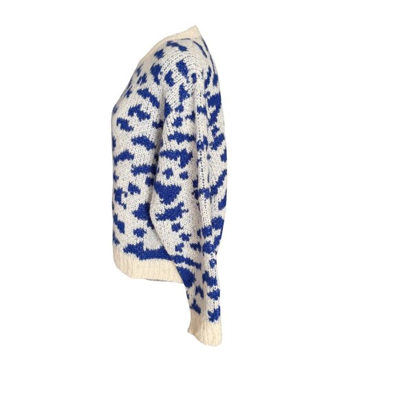 Mother Blue & White Alpaca Blend Crewneck Sweater - Picture 4 of 6